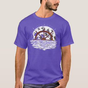 Moonlight Moon Sailboat Steering Wheel Sailing Boa T-Shirt