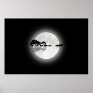 Moonlight Nature Guitar Poster