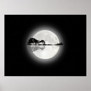 Moonlight Nature Guitar Poster