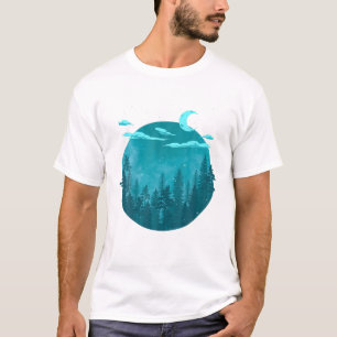 Moonlight Nature Trees Crescent Moon Outdoors Fore T-Shirt