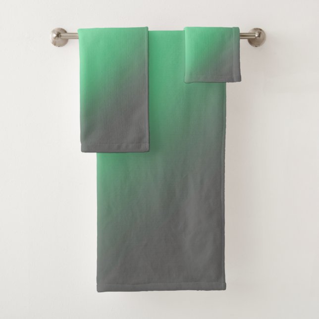 Moonlight Ombre Gray & Green  Bath Towel Set (Insitu)