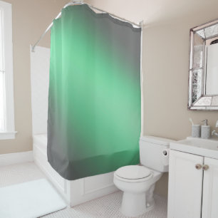 Moonlight Ombre - Silver Gray & Green Shower Curtain