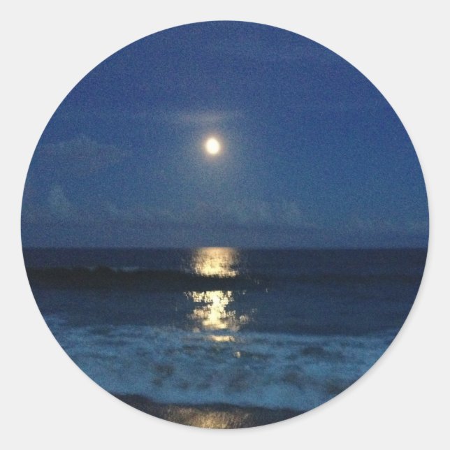 MOONLIGHT on the BEACH Classic Round Sticker (Front)