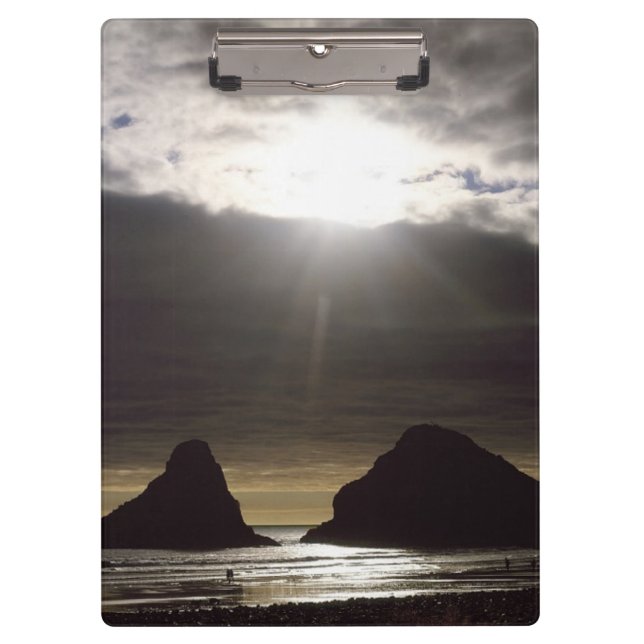 Moonlight Over Ocean Rocks Oregon Clipboard (Front)