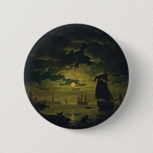 Moonlight Over Palermo High-Fidelity Fine Art  6 Cm Round Badge