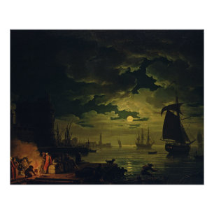 Moonlight Over Palermo High-Fidelity Fine Art  Poster