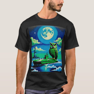 Moonlight Owl on Submarine Tee