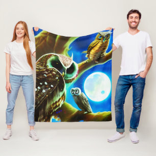 Moonlight Owls Fleece Blanket