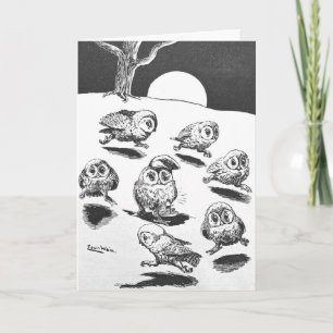 Moonlight Owls, Louis Wain Card