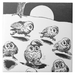 Moonlight Owls, Louis Wain Ceramic Tile