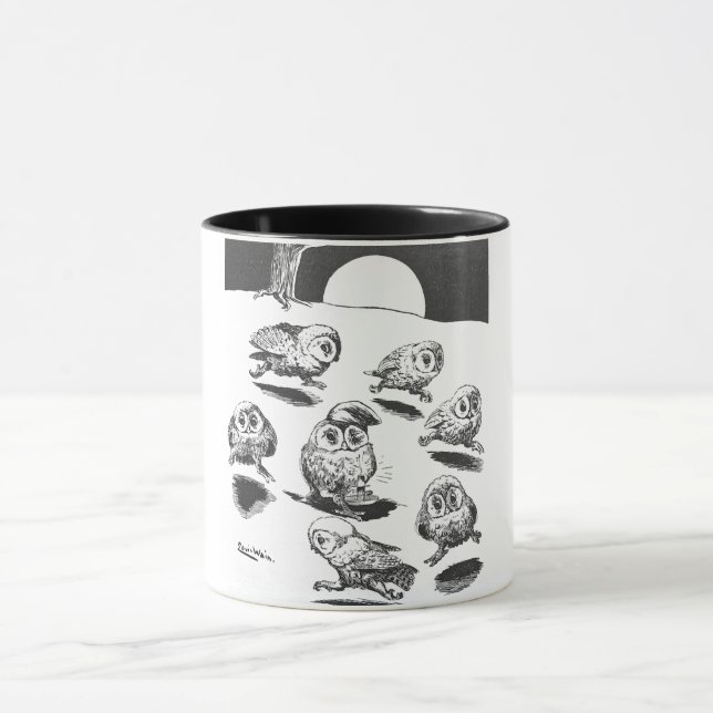 Moonlight Owls, Louis Wain Mug (Center)