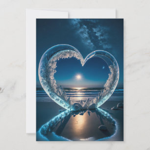Moonlight Pact: Icy Heart Beach Wedding Invitation