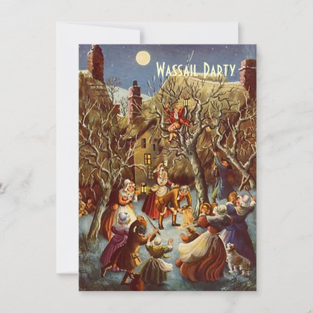 Moonlight Party Wassail Holiday Season Invitations (Front)