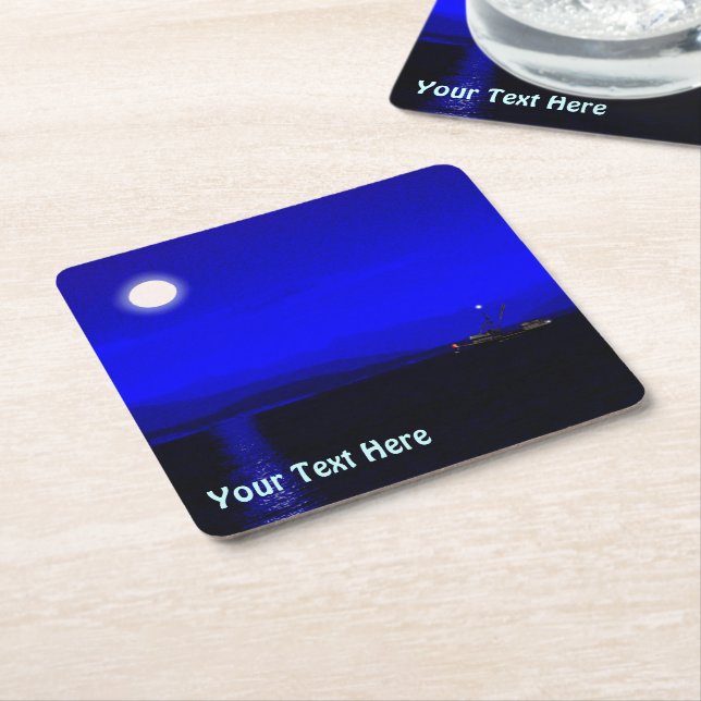 Moonlight Passage Square Paper Coaster (Angled)