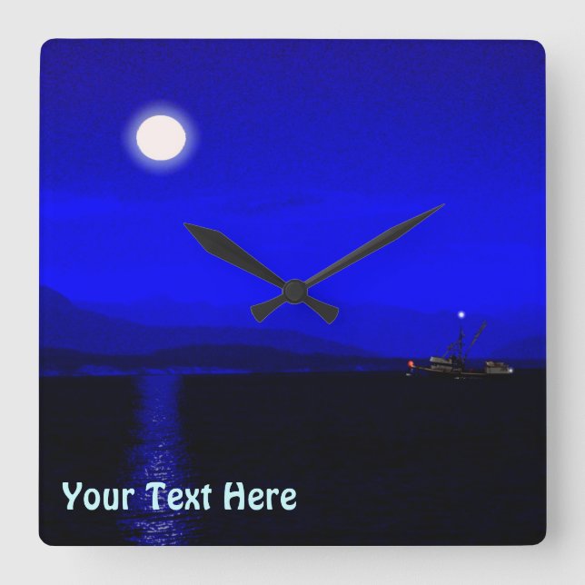 Moonlight Passage Square Wall Clock (Front)