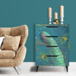 Moonlight Peacock n Feathers Gold Teal Decoupage Tissue Paper<br><div class="desc">Right side version for matching doors. "Moonlight Peacock n Feathers Teal Gold Decoupage Tissue Paper." One of Audrey Jeanne's most loved paintings now available in tissue paper to decoupage! This peacock is mysterious and elegant with gilded scrollwork, Peacock feathers and a midnight blue, teal and aqua background. Painted in oil...</div>