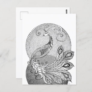 Moonlight Peacock Postcard