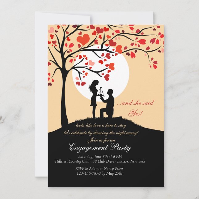 Moonlight Proposal Engagement Party Invitation (Front)