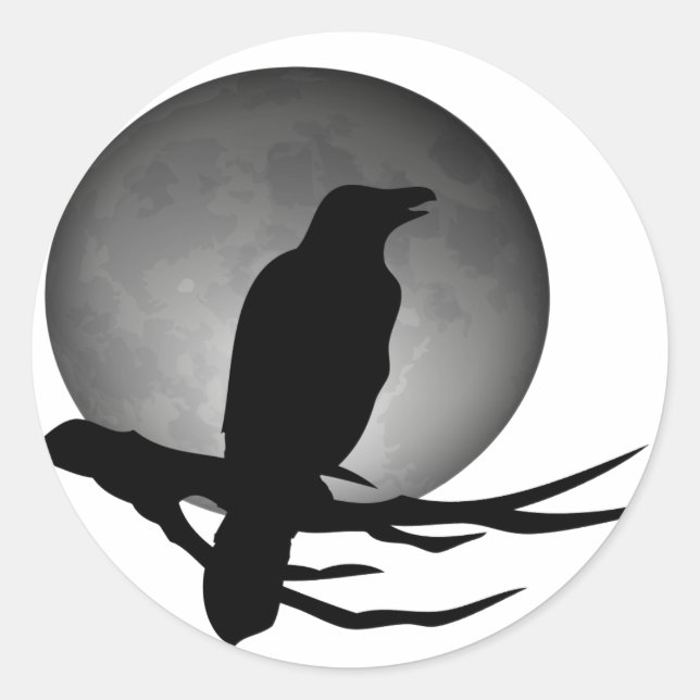 moonlight raven classic round sticker (Front)