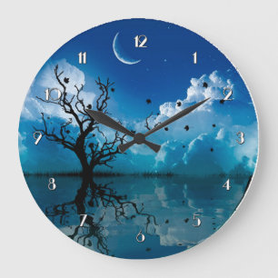 Moonlight Reflections Scenic Night Sky Wall Clock
