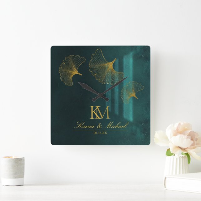 Moonlight Romance Emerald Green ID881 Square Wall Clock (Home)