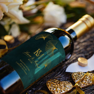 Moonlight Romance Thank You Emerald Green ID881 Wine Label