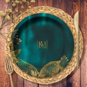 Moonlight Romance Wedding Emerald Green ID881 Paper Plate