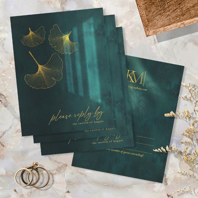 Moonlight Romance Wedding Emerald Green ID881 RSVP Card (Creator Uploaded)