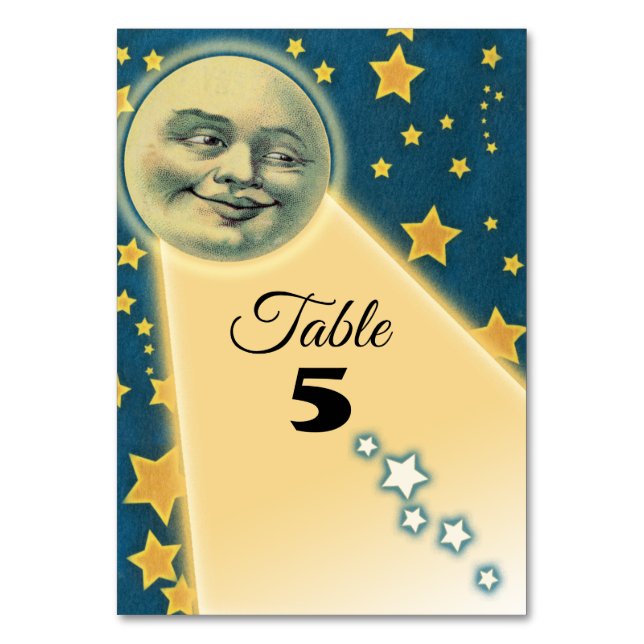 Moonlight Romance Wedding Table Numbers (Front)