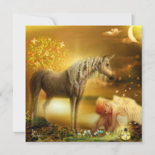 Moonlight Sad Fantasy Fairy Girl & Unicorn
