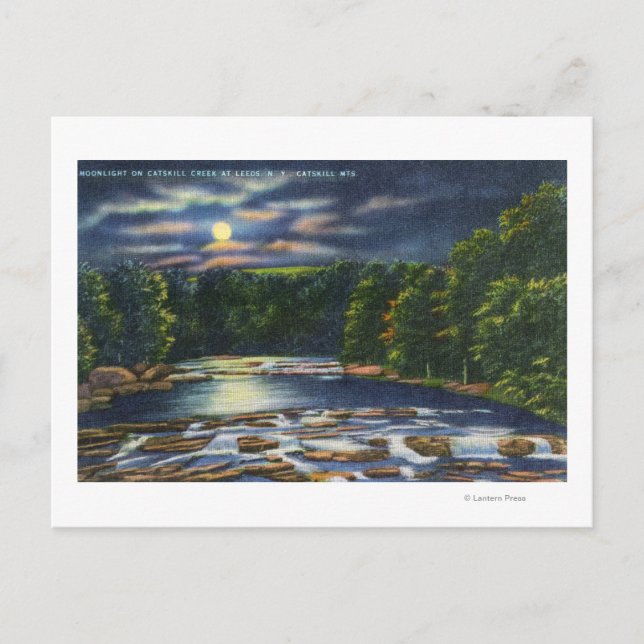 Moonlight Scene on Catskill Creek Postcard (Front)