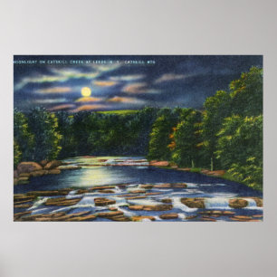 Moonlight Scene on Catskill Creek Poster