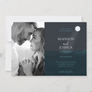 Moonlight Sea Photo Wedding Invitation