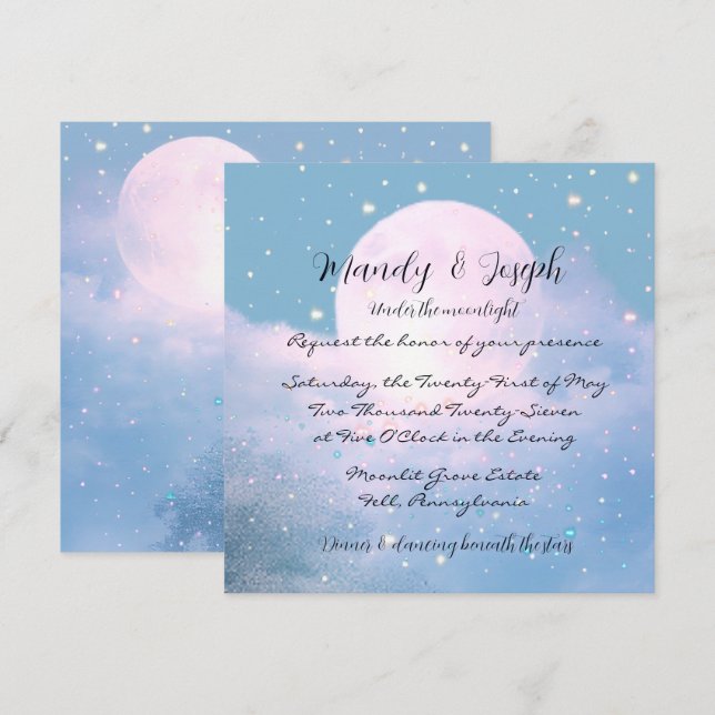 Moonlight Shimmer Atmospheric Wedding Collection Invitation (Front/Back)