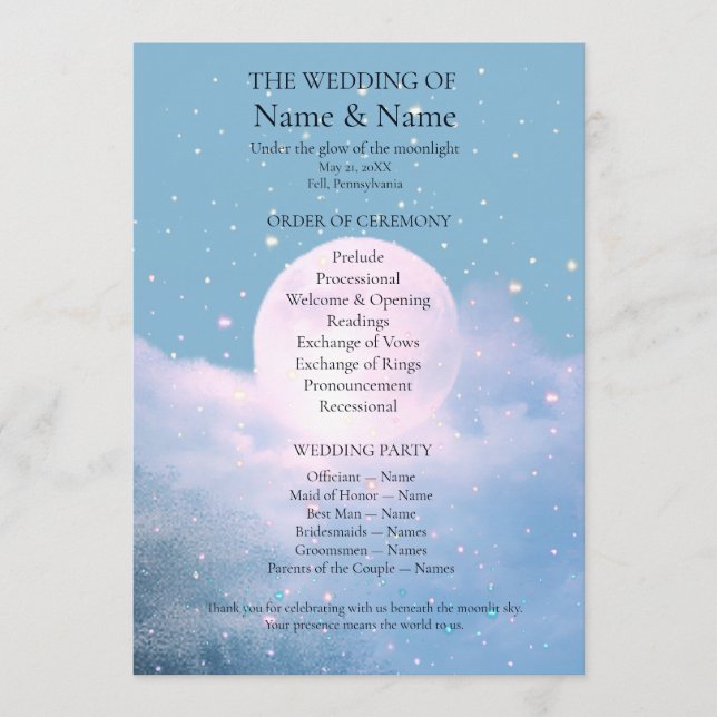 Moonlight Shimmer Atmospheric Wedding Collection Program (Front)