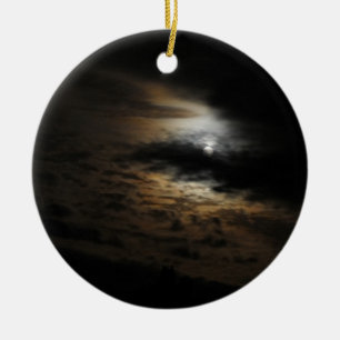 Moonlight  Shining on Dark Clouds Photo Ceramic Ornament
