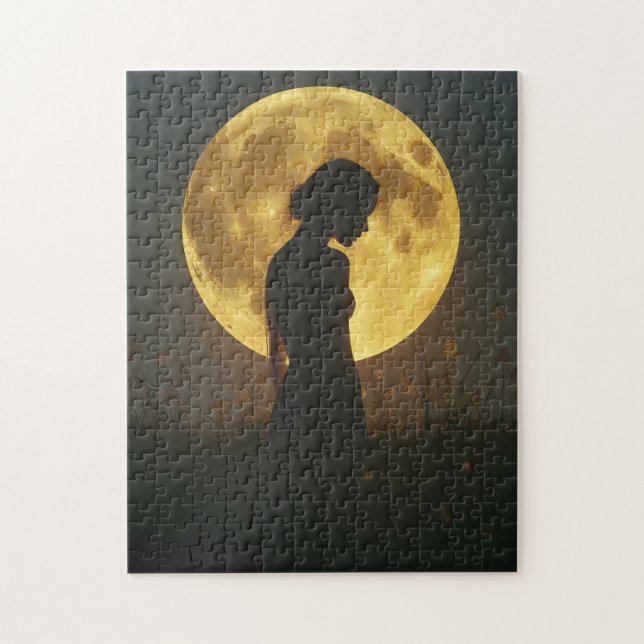 Moonlight Silhouette Puzzle - Dreamy Nightscape  (Vertical)