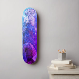 Moonlight Skateboard Deck, Blue & Lavender Hues