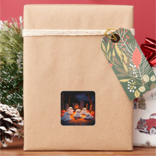 Moonlight Spooky Ghost Tales Square Sticker