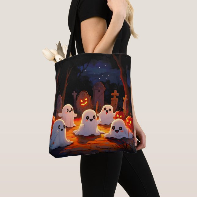 Moonlight Spooky Ghost Tales Tote Bag (Close Up)