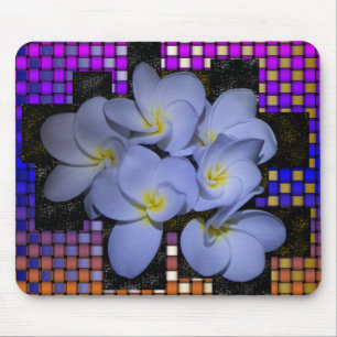 Moonlight Stardust Plumeria Weave Mouse Pad