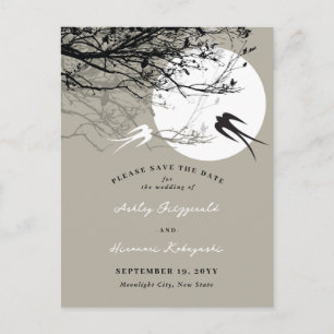 Moonlight Swallows Ash Save The Date Postcard