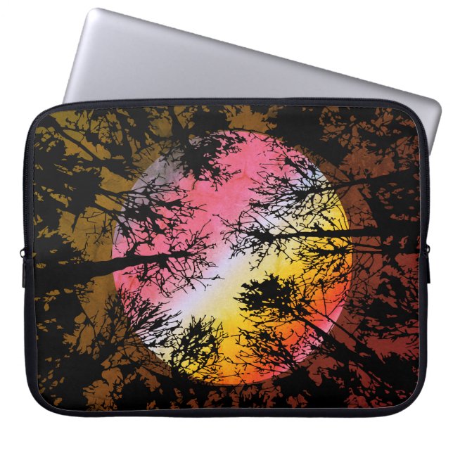 Moonlight Through Dense Forest – Colourful Surreal Laptop Sleeve (Front)