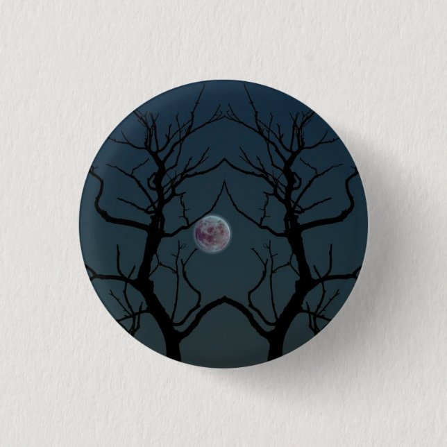 Moonlight Tree Silhouette 3 Cm Round Badge (Front)