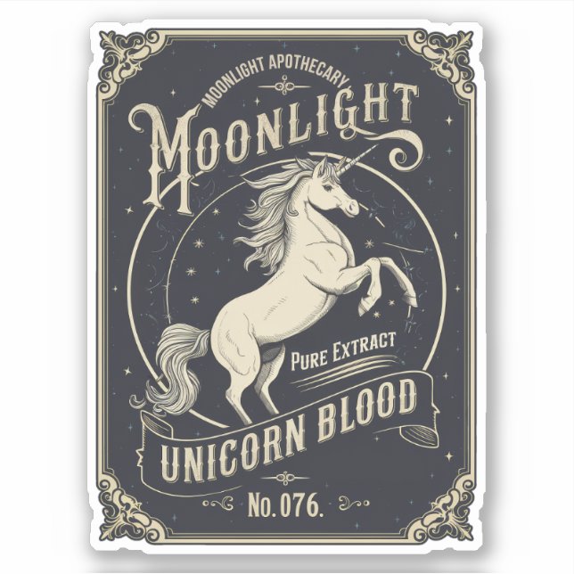 Moonlight Unicorn Blood Label Sticker (Front)