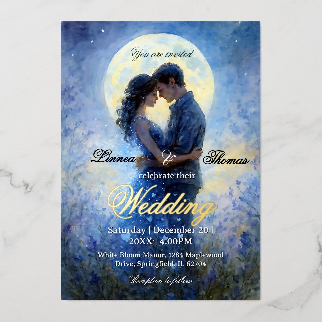 Moonlight Wedding Celestial Love Night Sky Theme (Front)