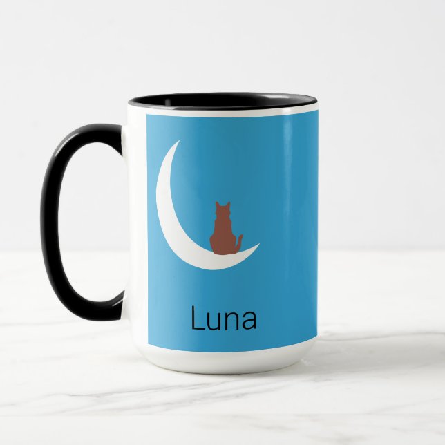 Moonlight Whiskers | Minimalist Cat & Moon Morphin Mug (Left)