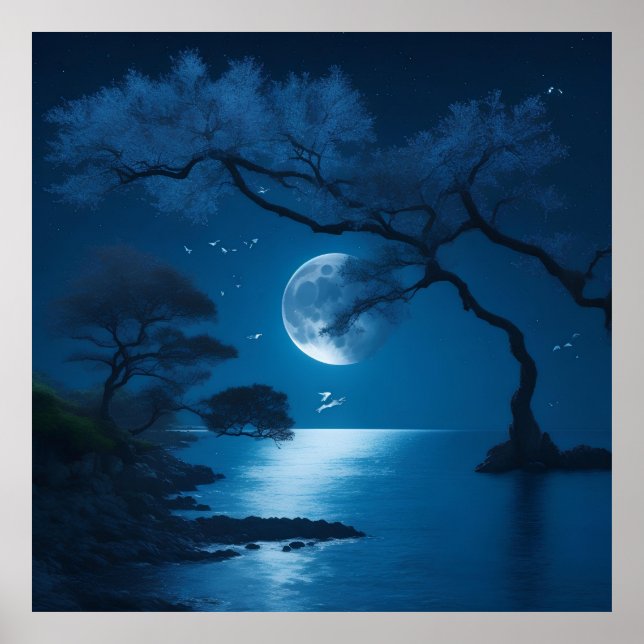 moonlight with beautiful natural trees  poster (Front)