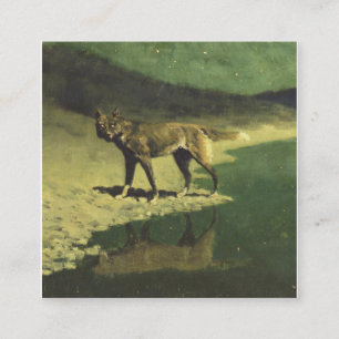 Moonlight Wolf By Frederic Remington 1909 Square Business Card