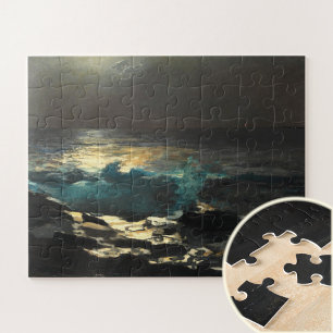 Moonlight, Wood Island Light by Winslow Homer. Jigsaw Puzzle